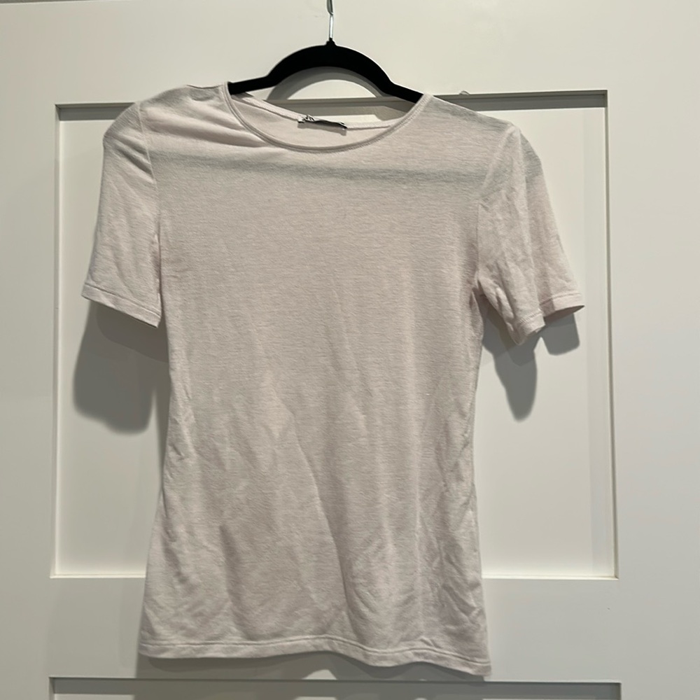 Zara cream short sleeve blouse